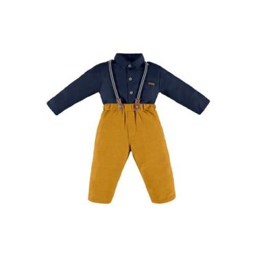 Imagem de Conjunto Body e Calça com Suspensório Bebê Up Baby, Azul, M