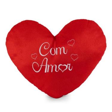 Imagem de Almofada Decorativa de Pelúcia Coração Grande 42 cm Travesseiro Grande