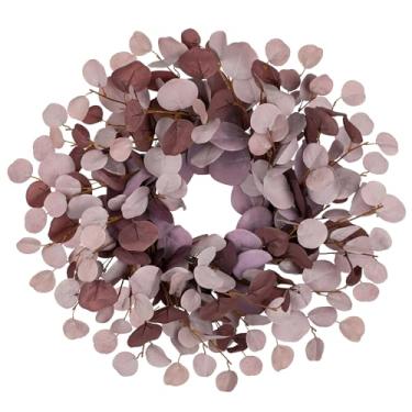 Imagem de Guirlanda de outono para porta da frente, guirlanda de outono de 45 cm para ambientes internos e externos, guirlanda de ação de graças para cornija, parede, guirlandas de eucalipto falsas para porta