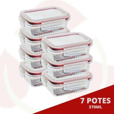 Imagem de Pote Papinha Vidro Trava Tampa 370ML Cor Sortida Lancheira 7Pçs - Belo