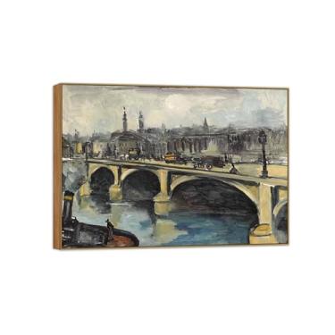 Imagem de BMZFYBS Pôster e impressões de arte famosa da paisagem - pintura de moldura de madeira ponte para casa 70 x 100 cm 27 x 39 pol