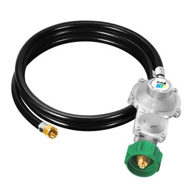 Imagem de JEASOM Regulador de propano de dois estágios com mangueira, mangueira de propano de dois estágios com conector QCC1/Type1 para churrasqueiras a gás RV Appliance Generator (5FT)