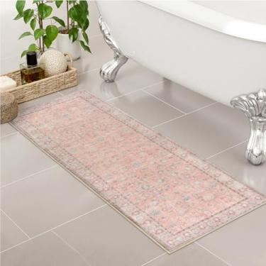 Imagem de Uphome Tapete vintage para casa de banho 50 x 152 cm, tapete de banho longo antiderrapante macio e felpudo para casa de fazenda, ultra absorvente, grosso, lavável na máquina, secagem rápida, tapete de