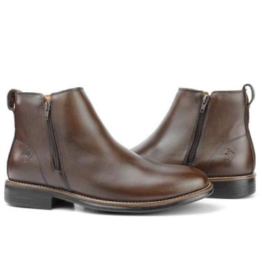 Imagem de Bota Chelsea Masculina de Couro Cano Curto com Ziper Chocolate 102 - G