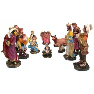 Imagem de Presépio Completo 14 Peças Resina 12 Cm Decoração Natal - Evangelize