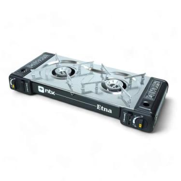 Imagem de Fogareiro Portátil Horizontal 2 Bocas Etna Aço Inoxidável 63cm Preto C
