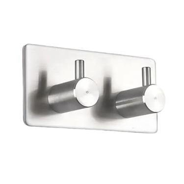 Imagem de Gancho de metal autoadesivo para pendurar, acessórios para banheiro, ganchos autoadesivos de aço inoxidável, porta-toalhas, ganchos para casacos, 2 ganchos, prata