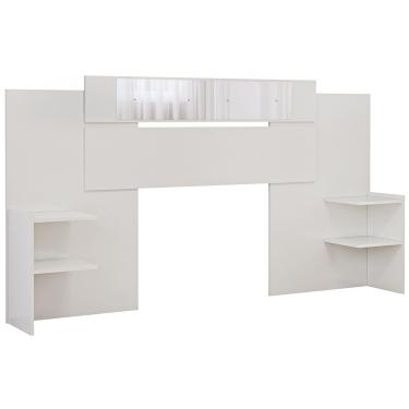 Imagem de Painel Cama Box Madeirado Solteiro/Casal/Queen Mila c/ Espelho Off White - Panan