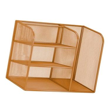 Imagem de KiBcsLic Organizador de mesa, suporte para arquivos de mesa, acessórios de escritório multicamadas, classificador de documentos, bandeja de papel para cartas, Ouro