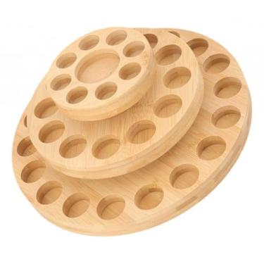 Imagem de predolo Suporte Giratório de 3 Níveis para Exposição de óleos Essenciais de Bambu, Suporte para óleos Essenciais, Suporte Resistente para Mesa de