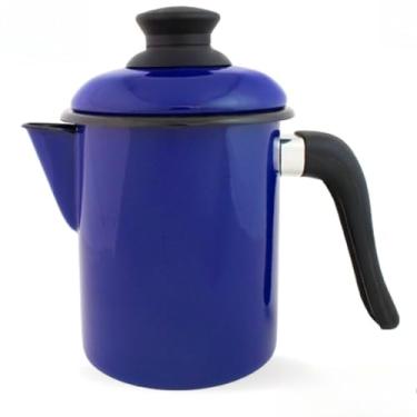 Imagem de Leiteira Esmaltada, Jarra para Ferver Leite, 900 Ml(com Tampa e Bico)(AZUL)