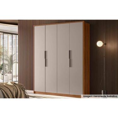 Imagem de Guarda Roupa Casal 4 Portas E 3 Gavetas Attore Nogueira/nude - Demóbile