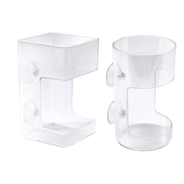 Imagem de 2 Peças Alimentador de Peixes para Aquário, Bandeja Transparente Aquário com Ventosa Flutuante Afundante Suporte Recipiente de Comida e Dispensador para Tartarugas Camarões (Círculo e Quadrado)