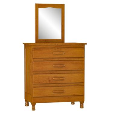 Imagem de Cômoda 4 Gavetas Com Espelho 100% Madeira Maciça Dana Imbuia Brilho