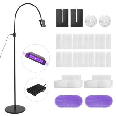 Imagem de Lâmpada de extensão de cabelo com luz V atualizada com suporte e controle de pétalas do pé, lâmpada de extensão de cabelo UV ajustável e flexível de 360° ajustável e dobrável