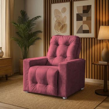 Imagem de Poltrona Cadeira Vitória Papai E Mamãe Com Encosto Macio Para Sala De Descanso Rosa