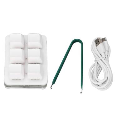 Imagem de Yosoo Teclado Macro Mecânico, 6 Chaves Teclado Mecânico Programável DIY, Luzes RGB, Conexão Com Fio Tipo C, Plug and Play para Jogo, Escritório (Branco)