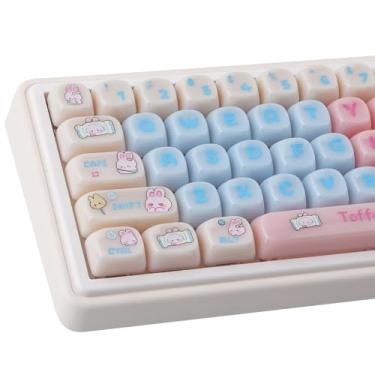 Imagem de Tsungup Teclas de perfil MOA, 140 teclas, rosa, translúcido, cremoso, coelhinho, personalizado, 60, 65, 75, 100%, conjunto de teclas gelatinosas para teclado mecânico