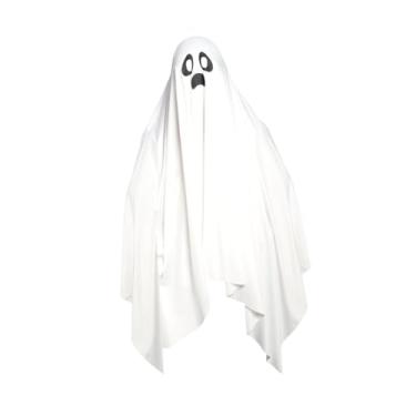 Imagem de oshhni Fantasia de fantasma de Halloween, poncho com capuz e fantasia de fantasma para festa temática de festival, Branco, L