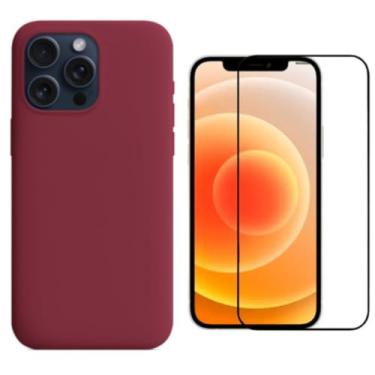 Imagem de Capa Capinha Para iPhone 13 Vinho Aveludado + Película 3D