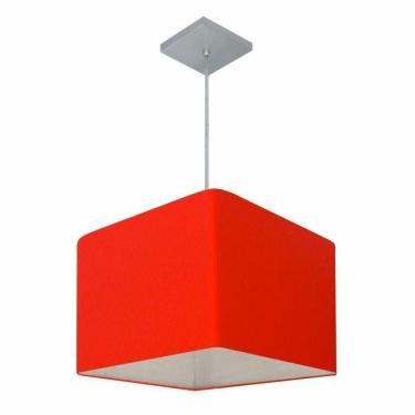 Imagem de Lustre Pendente Quadrado Vivare Md-4059 Cúpula Em Tecido 21/35x35cm - Bivolt Vermelho 110v/220v