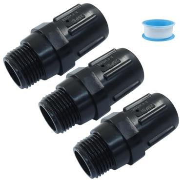 Imagem de Biaungdo Pacote com 3, regulador de pressão de irrigação por gotejamento de 25 PSI, redutor de pressão de 3/4 polegadas FHT x 3/4 polegadas MHT válvula de baixo fluxo para sistema de irrigação por