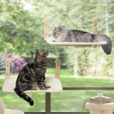 Imagem de Sangoodier Pacote Com 2 Poleiros Para Janela De Gato, Rede Dobrável Gatos 8 Ventosas Resistentes, Capa Removível E Lavável, Cama Sem Fio Domésticos (Amarelo, 2)