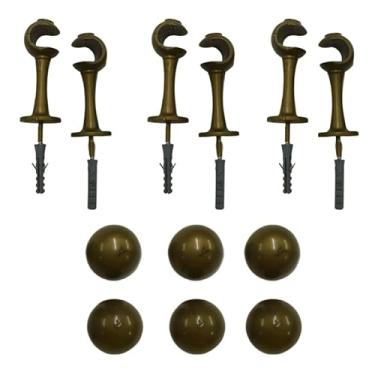 Imagem de Kit 6 Suporte Para Cortina Varão Simples Com Ponteira 19mm (Ouro Velho)