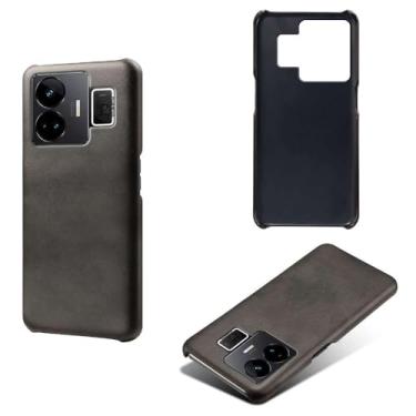 Imagem de Capa para OPPO Realme GT Neo 5 5G,Proteção contra quedas,Casca de volta de cor sólida simples,Design de couro de imitação de plástico-Black