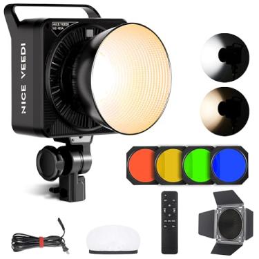 Imagem de NiceVeedi Kit De Iluminação Fotográfica Led 250W Com Barndoor E Filtro De Cor, Luzes De Estúdio Bicolores 3000K-10000K Com Controle Remoto, Luz De Vídeo Cri97+ Com Suporte Bowens Para Gravação De Ví