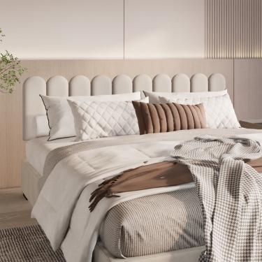 Imagem de Cabeceira Nuvem Suede King Size Com 10 Placas Macias De 60cm Branco