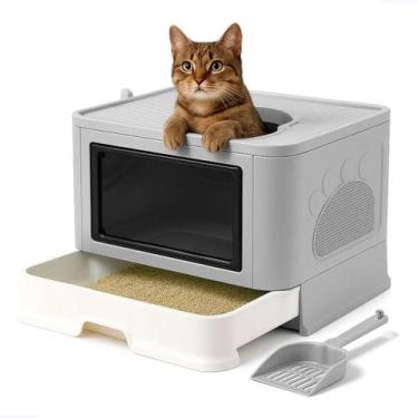 Imagem de Caixa De Areia Fechada Banheiro Gato Grande Anti Odor Pá - Pet For You