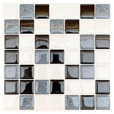 Imagem de Pastilha Adesiva Resinada Miscelânea Preto e Granito - Kit com 4 Placa