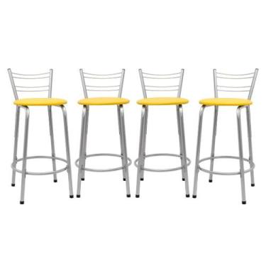 Imagem de Kit 4 Cadeira Para Balcão Ilha Bistrô Banqueta 60cm Flórida Prata Bar 