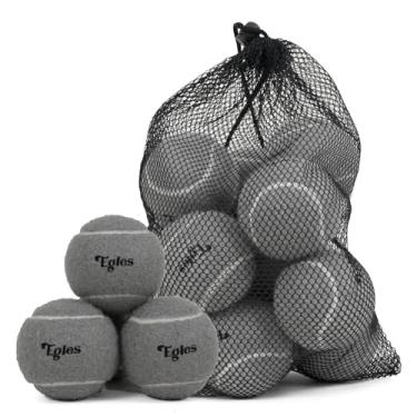 Imagem de Pacote com 12 bolas de tênis para treinamento e animais de estimação, bolas de tênis de alta elasticidade com bolsa de malha para transporte e exercícios para iniciantes, conjunto de bolas duráveis