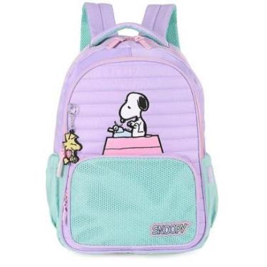 Imagem de Mochila de Costas Luxcel Snoopy Roxo e Verde-Feminino