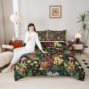 Imagem de Erosebridal Conjunto de cama de solteiro, floral, verão, natureza, folhas, botânico, conjunto de edredom e jardim