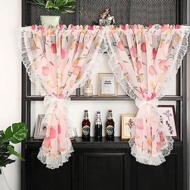 Imagem de Cortina de cozinha curta cortinas de janela com folhos vintage para quarto cozinha cortinas curtas, 1 peça meias cortinas, cortinas semi-transparentes de privacidade à prova de pó para c