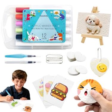 Imagem de Kit de arte Magic Puffy Paint - Conjunto de pintura de papel com textura de espuma 3D de 55 peças, 30 folhas, desenho mágico, esponja de lona texturizada com marcadores acrílicos, pincel de água, mini