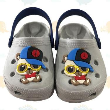 Imagem de Sandália Infantil Masculina Babuche Estampa Urso de Boné  Leve, Divert