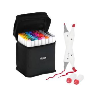 Imagem de 48 Cores Marcadores Duplos Punta Pincel Plumon Touch