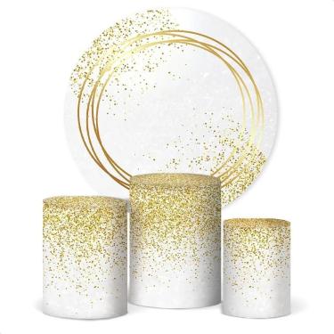 Imagem de Painel De Festa E Capa Cilindro De Geométrico Glitter Dourad