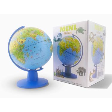 Imagem de Globo Terrestre Mini Safari Animais Ilustrados Pontos Turísticos dos Países 16 CM Azul Tecnodidattica
