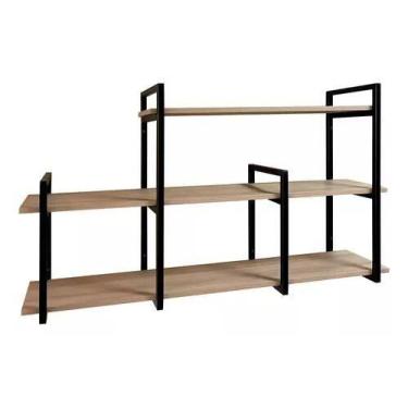 Imagem de Prateleira Industrial Flutuante Multiuso Metal E Madeira - Metal decor