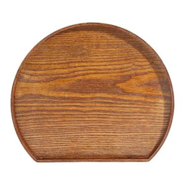 Imagem de KiBcsLic Bandeja de madeira decorativa em formato de meia-lua para servir frutas secas rústicas para sala de estar, bebidas exclusivas, mesa de centro, Marrom