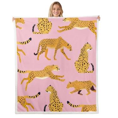 Imagem de Cobertor de flanela de chita africana para meninos e meninas, cobertor felpudo de animais selvagens, cobertor de cama para todas as estações, cobertor de pelúcia de pele de animal safári de leopardo