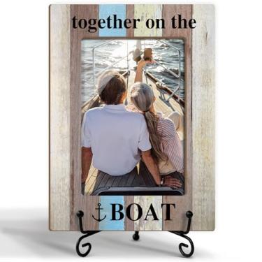Imagem de rizotus Moldura Together On The Barco, aniversário de casamento, noivado, lua de mel, presente de aniversário para homens e mulheres, moldura de madeira 10 x 15 cm, exibição de mesa, decoração de casa