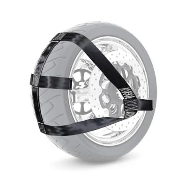 Imagem de Alça universal de amarração para roda traseira de motocicleta - Alça de transporte de carga preta resistente para trailer, scooter, motocicleta