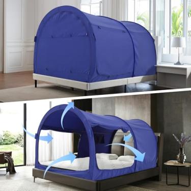 Imagem de Alvantor Barracas de cama com dossel para cama, barracas de sonho, privacidade, espaço duplo, tendas de dormir, cortinas de moldura portátil, respirável, cinza, casa de campo (não incluída), luz