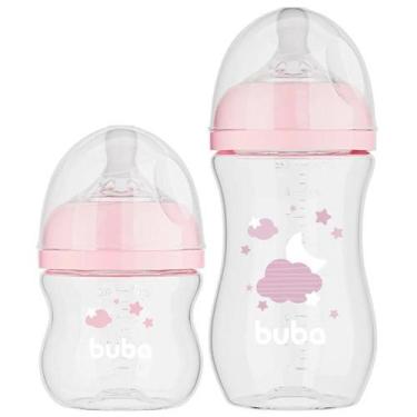 Imagem de Kit 2 Mamadeira EASY FLOW Nuvem Rosa 120ML e 270ML Anticolica Buba